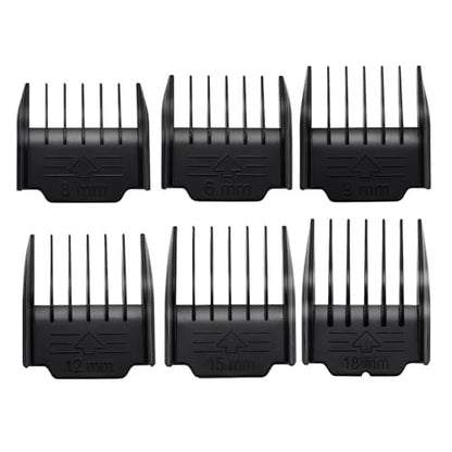 YAZIYIR 6 Pack Attachment Guide Combs for Oneisall Low Noise Dog Clippers - 3mm-18mm Cut Length, Black