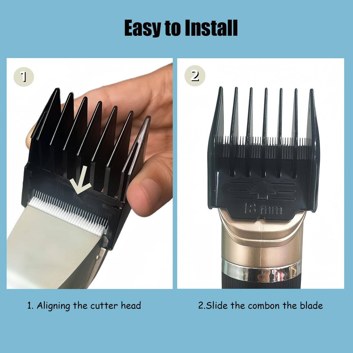 YAZIYIR 6 Pack Attachment Guide Combs for Oneisall Low Noise Dog Clippers - 3mm-18mm Cut Length, Black - görsel 9