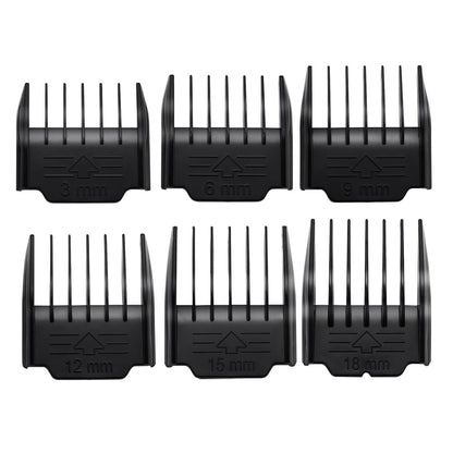 YAZIYIR 6 Pack Attachment Guide Combs for Oneisall Low Noise Dog Clippers - 3mm-18mm Cut Length, Black