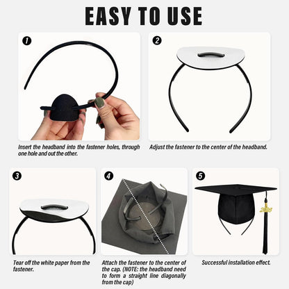 Unibouti No-Slip Graduation Cap Headband, 2 Pcs Comfortable Grad Cap Headband Insert with EVA Foam Sticker, Reliable Grip for All-Day Ceremony, Fits Most Head Sizes