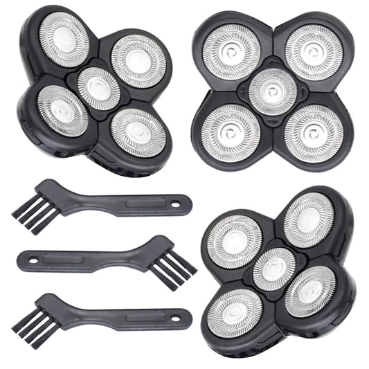 BOEEA 3 Pack Blades Refills Compatible with Freebird Shaver, 5 Blades Shaver Replacement Head for Bald Men, Electric Razor Replacement Heads for Freedom Grooming with 3 Cleaning Brush Avelisse