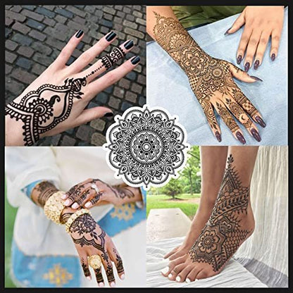 Yomagine 4Pcs Black Temporary Tattoo Kit – 100% Natural Ready-to-Use Tattoo Paste with 20 Adhesive Stencils, DIY Body Art for Women, Men & Teens Avelisse