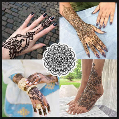 Yomagine 4Pcs Black Temporary Tattoo Kit – 100% Natural Ready-to-Use Tattoo Paste with 20 Adhesive Stencils, DIY Body Art for Women, Men & Teens Avelisse