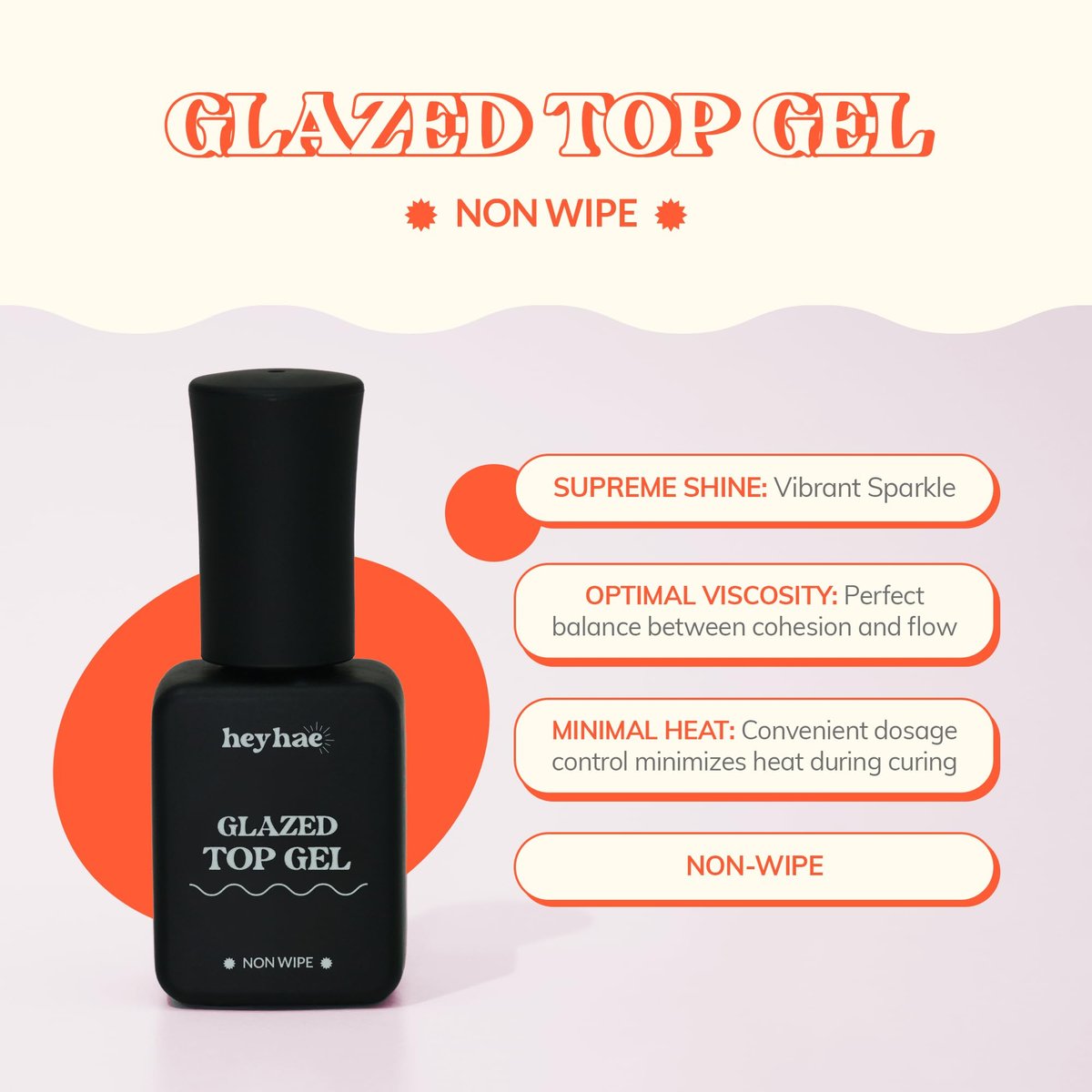 heyhae Glazed Top Gel for Semi-Cured Gel Nail Strips | Non-Wipe High Gloss Top Coat (0.23 fl.oz) - görsel 3