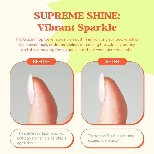 heyhae Glazed Top Gel for Semi-Cured Gel Nail Strips | Non-Wipe High Gloss Top Coat (0.23 fl.oz) - görsel 6