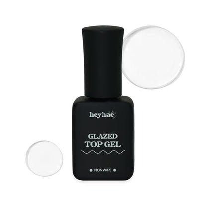 heyhae Glazed Top Gel for Semi-Cured Gel Nail Strips | Non-Wipe High Gloss Top Coat (0.23 fl.oz)