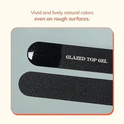 heyhae Glazed Top Gel for Semi-Cured Gel Nail Strips | Non-Wipe High Gloss Top Coat (0.23 fl.oz)