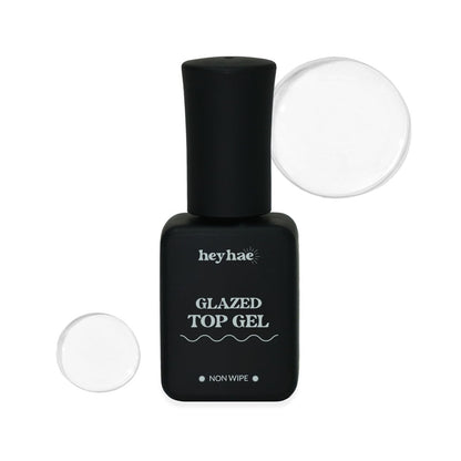 heyhae Glazed Top Gel for Semi-Cured Gel Nail Strips | Non-Wipe High Gloss Top Coat (0.23 fl.oz)