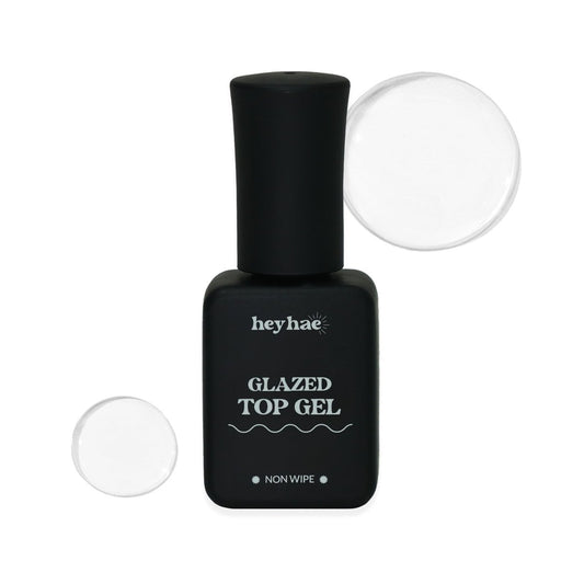 heyhae Glazed Top Gel for Semi-Cured Gel Nail Strips | Non-Wipe High Gloss Top Coat (0.23 fl.oz)