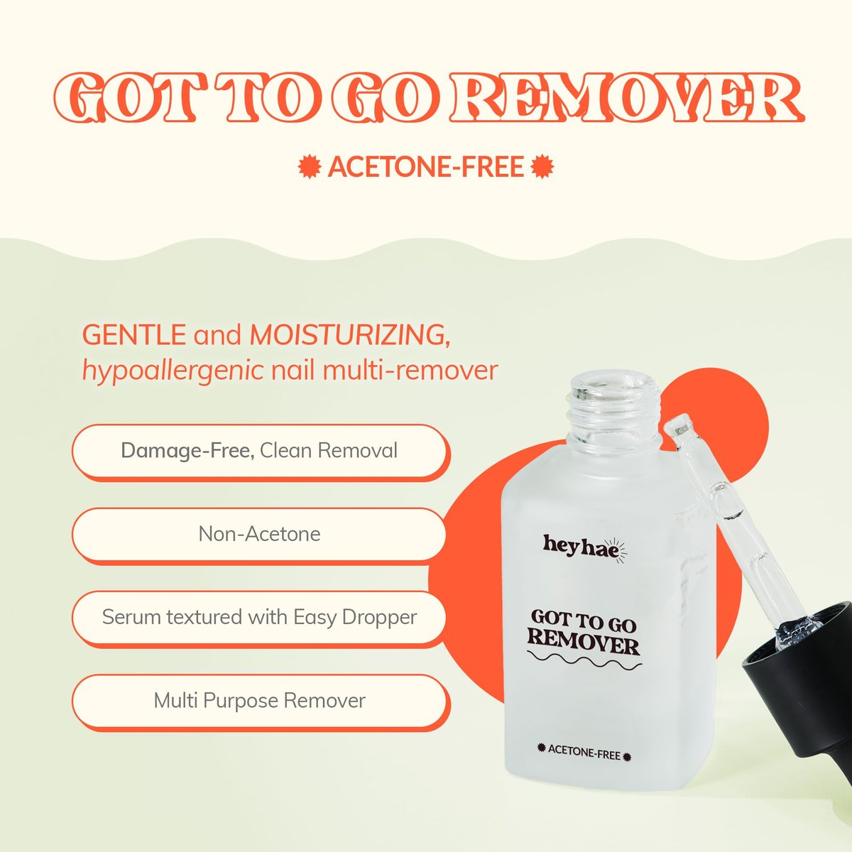 Heyhae Got To Go Remover - Semi-Cured Gel Nail Strip Remover | Non-drying Hypoallergenic Solution | Gentle and Moisturizing Acetone Free Formula - görsel 3