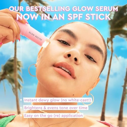 Glow Recipe Face Sunscreen Stick SPF 45 - Travel Size Roll On Korean Sunscreen with Hydrating Hyaluronic Acid & Niacinamide for a Dewy Glow - No White Cast (.58oz) Avelisse