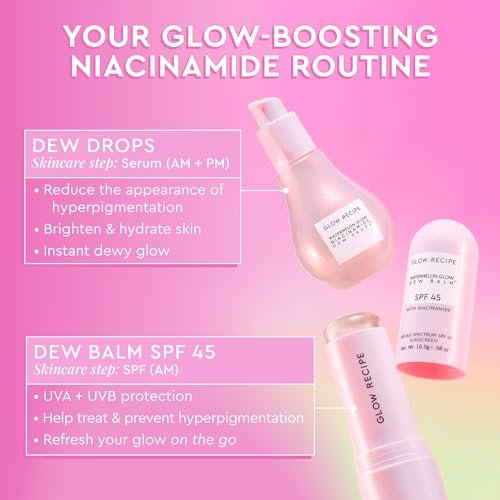 Glow Recipe Face Sunscreen Stick SPF 45 - Travel Size Roll On Korean Sunscreen with Hydrating Hyaluronic Acid & Niacinamide for a Dewy Glow - No White Cast (.58oz) Avelisse