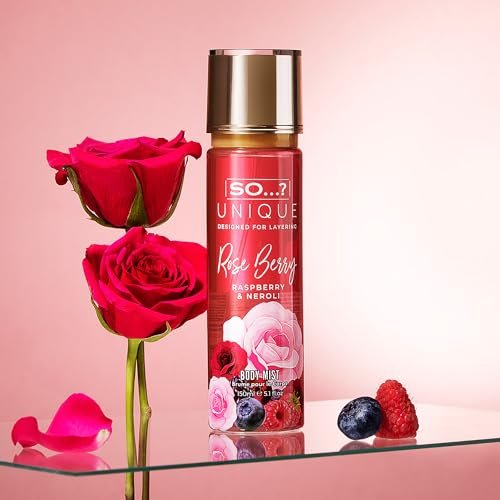 So...? Unique Rose Berry Body Mist - Floral Fruity Body Spray for Women - Vegan Perfume with Rose, Vanilla, Musk Notes - 5.1 oz - görsel 12