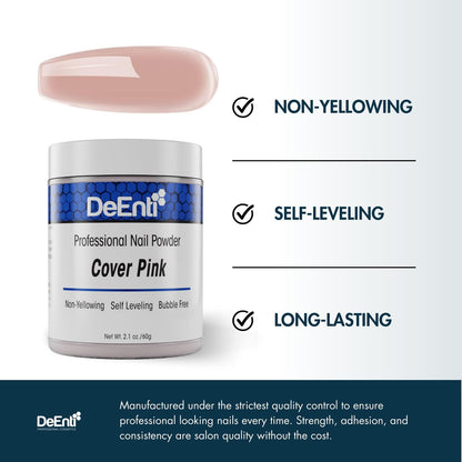 DeEnti Acrylic Nail Powder - 2oz Cover Pink | Professional Grade, Bubble-Free for Carving & Extensions