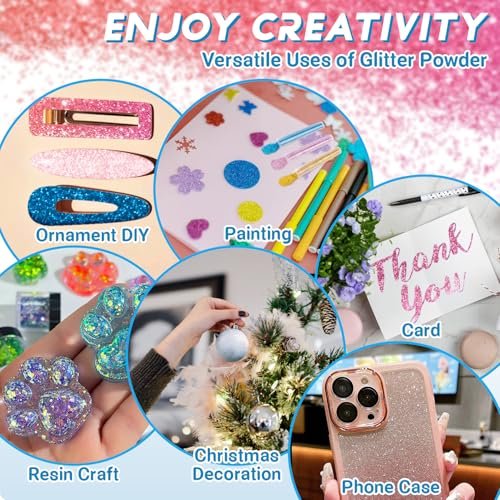 MAQIHAN 36 PCS Ultra Fine Glitter for Crafts - Rainbow Glitter Powder Set of 12 Colors for Resin, Slime, Nail Art, Body & Face - görsel 8