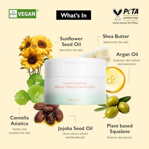 HARUHARU wonder Centella Sunflower Makeup-Melting Cleansing Balm - 3.52 oz Gentle Facial Cleanser for Heavy Makeup Removal | Korean Skincare Avelisse
