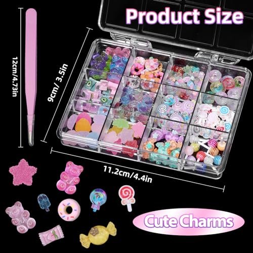 3D Candy Nail Charms for Acrylic Nails - Multi Color Lollipop Donuts Bears Sweet Cute Nail Charms Star Heart Gummy Candy Jewelry for Nail Art DIY Decorations - görsel 8