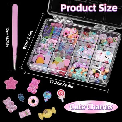 3D Candy Nail Charms for Acrylic Nails - Multi Color Lollipop Donuts Bears Sweet Cute Nail Charms Star Heart Gummy Candy Jewelry for Nail Art DIY Decorations