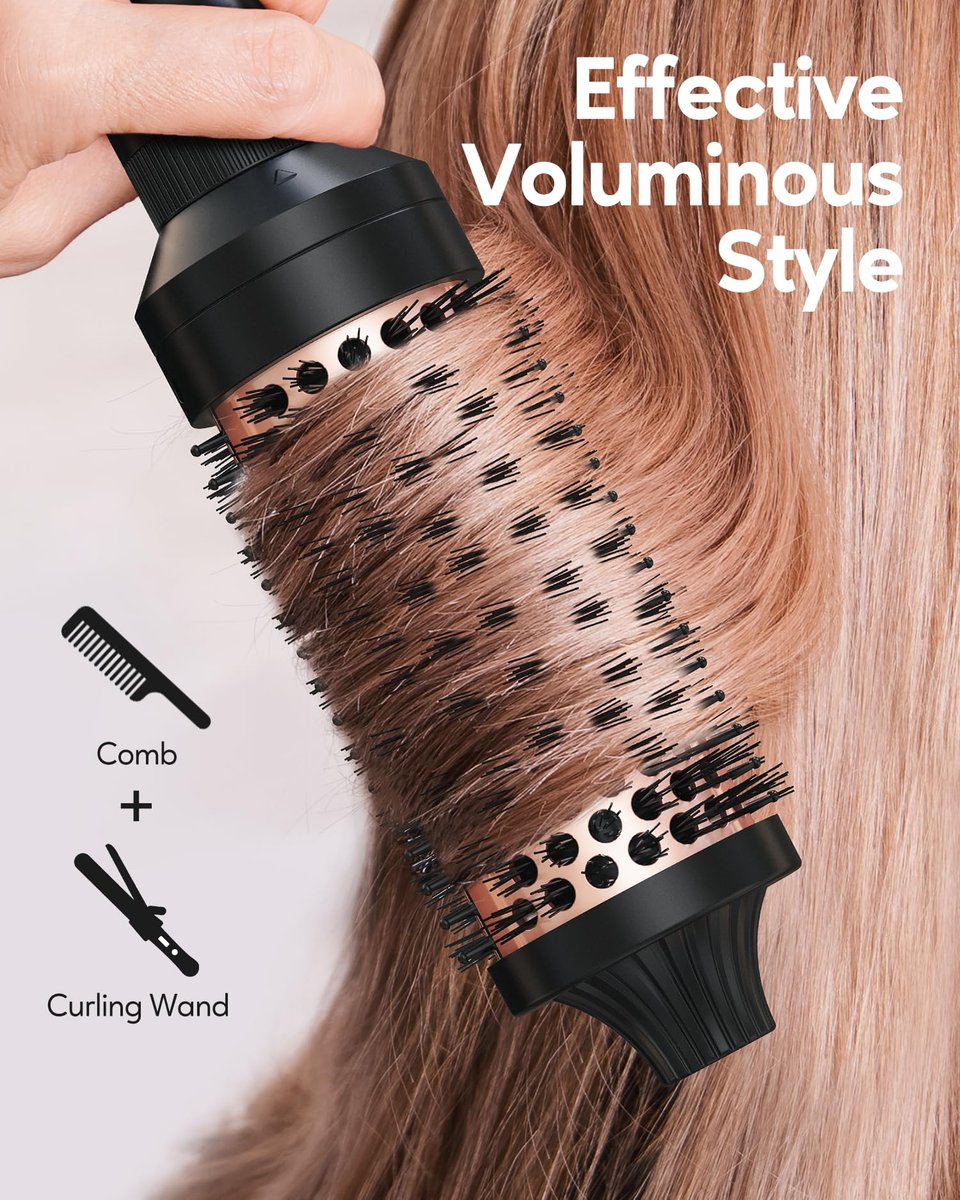 Terviiix PRO Thermal Brush Set for Voluminous Style – Non-Blowing Heated Round Brush with Adjustable Temp, 3-in-1 Curling Brush with Detachable Heads (1.25", 1.5", 1.77"), 20S Fast Heating with Dual MCH Avelisse