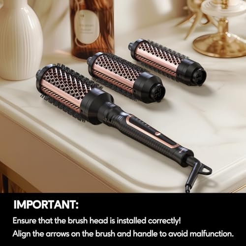 Terviiix PRO Thermal Brush Set for Voluminous Style – Non-Blowing Heated Round Brush with Adjustable Temp, 3-in-1 Curling Brush with Detachable Heads (1.25", 1.5", 1.77"), 20S Fast Heating with Dual MCH Avelisse