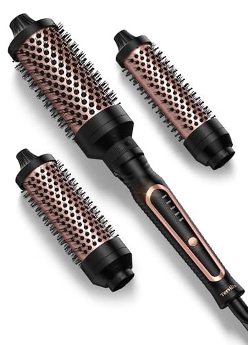 Terviiix PRO Thermal Brush Set for Voluminous Style – Non-Blowing Heated Round Brush with Adjustable Temp, 3-in-1 Curling Brush with Detachable Heads (1.25", 1.5", 1.77"), 20S Fast Heating with Dual MCH Avelisse
