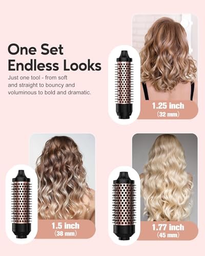 Terviiix PRO Thermal Brush Set for Voluminous Style – Non-Blowing Heated Round Brush with Adjustable Temp, 3-in-1 Curling Brush with Detachable Heads (1.25", 1.5", 1.77"), 20S Fast Heating with Dual MCH Avelisse