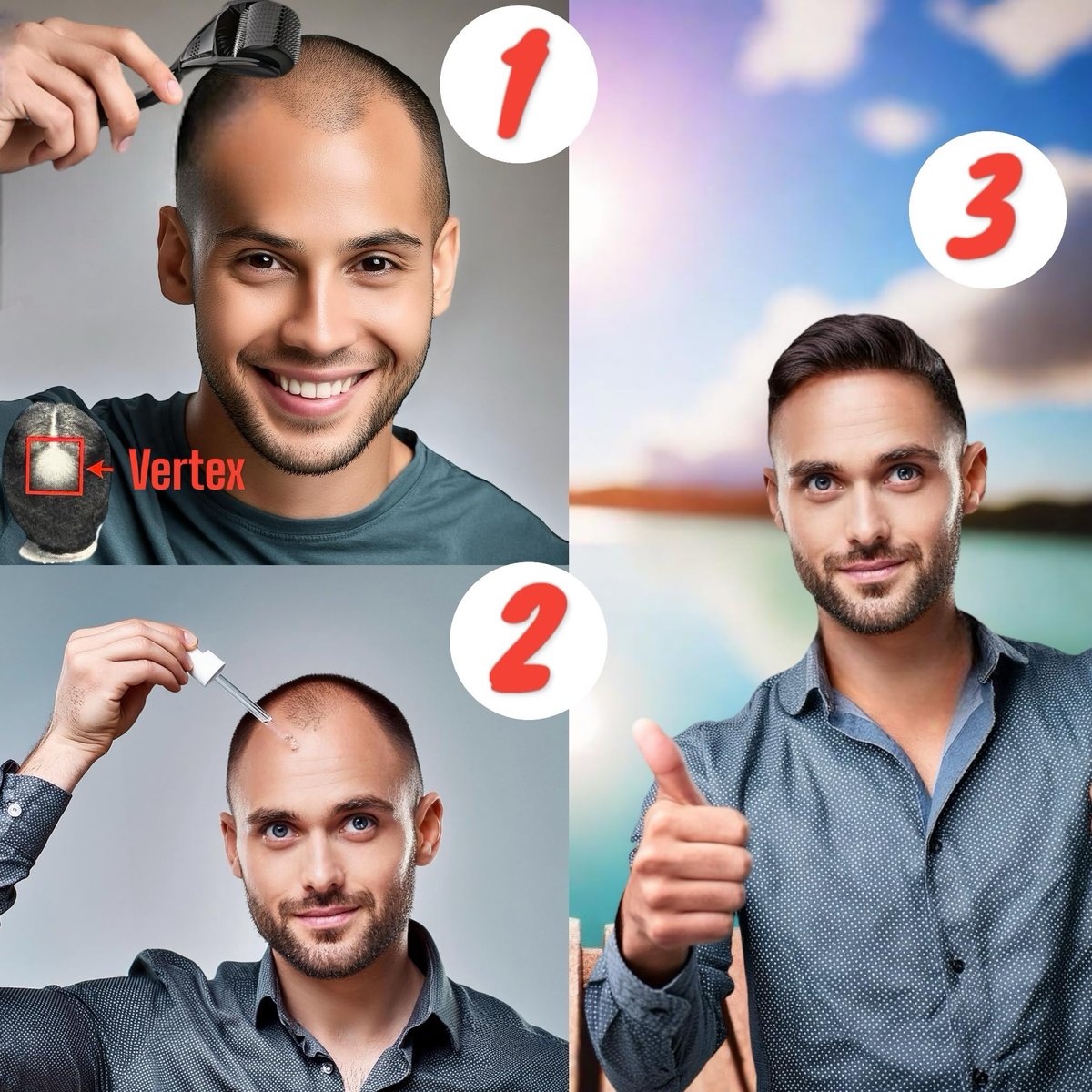 6-Pack Kirkland Minoxidil for Men Hair Regrowth Treatment, Extra Strength 5% Topical Solution, 6 Months Supply with Dropper and Microneedle Roller Avelisse