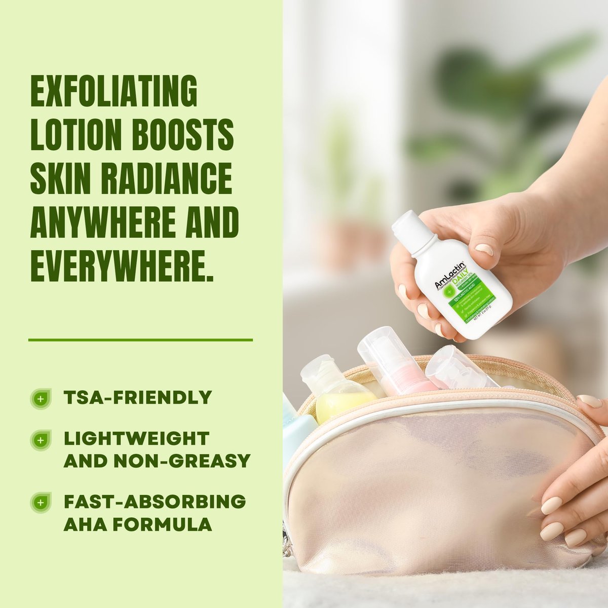 AmLactin Daily Nourish Therapeutic Body Lotion for Dry Skin – No-Scrub Exfoliator & Moisturizer with 12% Lactic Acid, 2 Fl Oz (Pack of 6) Avelisse