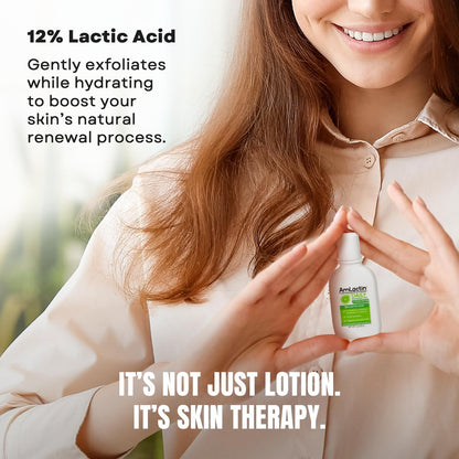 AmLactin Daily Nourish Therapeutic Body Lotion for Dry Skin – No-Scrub Exfoliator & Moisturizer with 12% Lactic Acid, 2 Fl Oz (Pack of 6) Avelisse