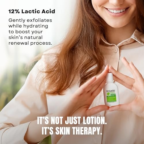AmLactin Daily Nourish Therapeutic Body Lotion for Dry Skin – No-Scrub Exfoliator & Moisturizer with 12% Lactic Acid, 2 Fl Oz (Pack of 6) Avelisse