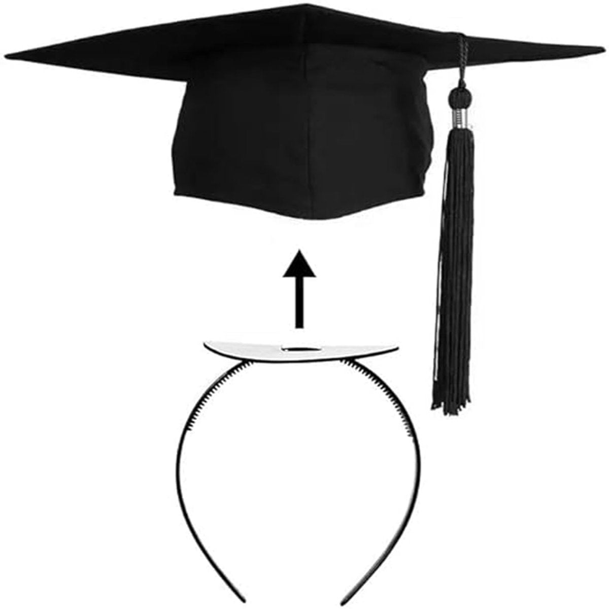 JOYRUBY Graduation Cap Headband – Firm Anti-Fall Hair Band for Graduation Cap Insert, Black Hairstyle DIY Graduates Gifts Hat Accessories for Students, Women (GradCap Not Included) - görsel 1