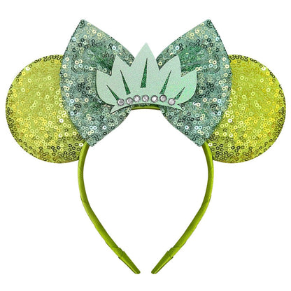 Nahalesy Green Mouse Ears Princess Headband for Women – Sequin Bow Adult Hair Accessory Avelisse