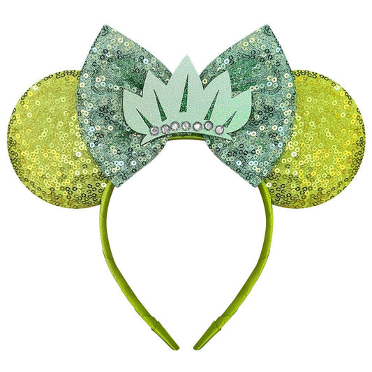Nahalesy Green Mouse Ears Princess Headband for Women – Sequin Bow Adult Hair Accessory Avelisse