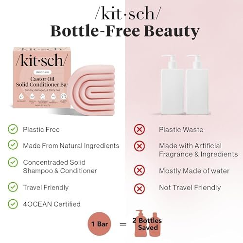 Kitsch Castor Oil Conditioner Bar Soap – Hydrating & Moisturizing Solid Conditioner for Hair Growth & Scalp Nourishment – Silicone & Paraben-Free, Vegan, Made in USA – 2.7 oz - görsel 11