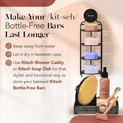 Kitsch Castor Oil Conditioner Bar Soap – Hydrating & Moisturizing Solid Conditioner for Hair Growth & Scalp Nourishment – Silicone & Paraben-Free, Vegan, Made in USA – 2.7 oz