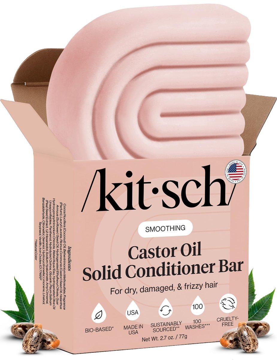 Kitsch Castor Oil Conditioner Bar Soap – Hydrating & Moisturizing Solid Conditioner for Hair Growth & Scalp Nourishment – Silicone & Paraben-Free, Vegan, Made in USA – 2.7 oz - görsel 2