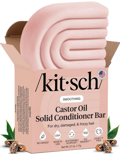 Kitsch Castor Oil Conditioner Bar Soap – Hydrating & Moisturizing Solid Conditioner for Hair Growth & Scalp Nourishment – Silicone & Paraben-Free, Vegan, Made in USA – 2.7 oz