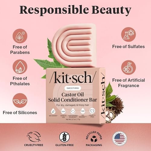 Kitsch Castor Oil Conditioner Bar Soap – Hydrating & Moisturizing Solid Conditioner for Hair Growth & Scalp Nourishment – Silicone & Paraben-Free, Vegan, Made in USA – 2.7 oz - görsel 9