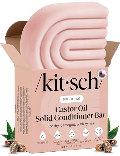 Kitsch Castor Oil Conditioner Bar Soap – Hydrating & Moisturizing Solid Conditioner for Hair Growth & Scalp Nourishment – Silicone & Paraben-Free, Vegan, Made in USA – 2.7 oz - görsel 1