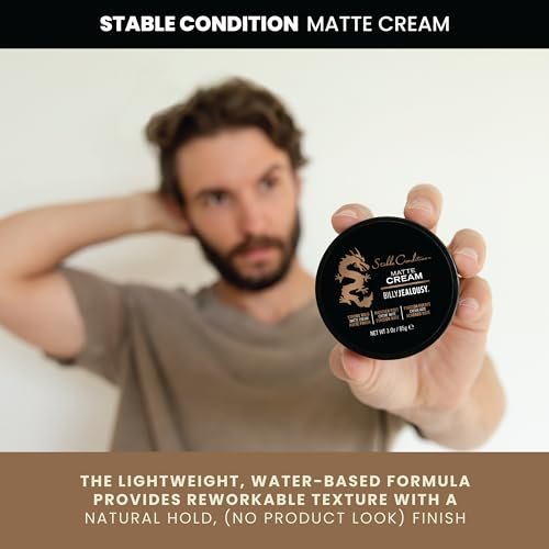 Billy Jealousy Stable Condition Matte Cream for Men – Natural Hold, Lightweight, Water-Based Hair Styling with Vanilla & White Musk Scent, 3 oz Avelisse