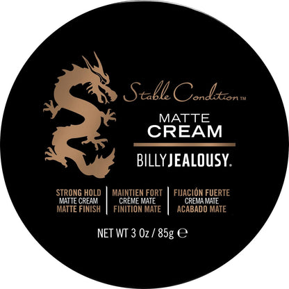 Billy Jealousy Stable Condition Matte Cream for Men – Natural Hold, Lightweight, Water-Based Hair Styling with Vanilla & White Musk Scent, 3 oz Avelisse