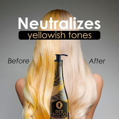 OURO Black Shampoo - Toning Color Depositing Shampoo for Dark Brown and Black Hair - 33.8 oz (1000 ml) - Mexico
