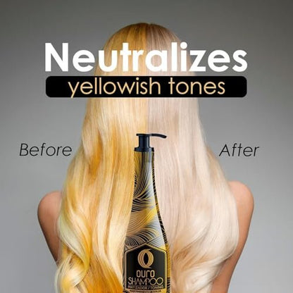 OURO Black Shampoo - Toning Color Depositing Shampoo for Dark Brown and Black Hair - 33.8 oz (1000 ml) - Mexico