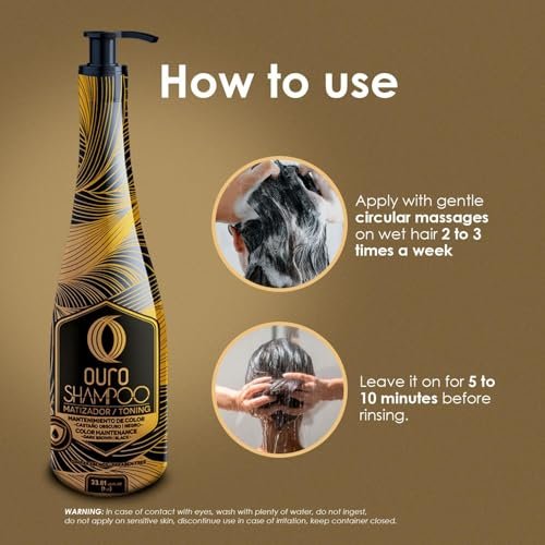 OURO Black Shampoo - Toning Color Depositing Shampoo for Dark Brown and Black Hair - 33.8 oz (1000 ml) - Mexico - görsel 6