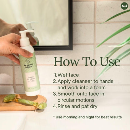Organic Jaguar Aloe Vera and Grapefruit Face Wash – Hydrating Facial Cleanser with Hyaluronic Acid for Oily to All Skin Types, 6 fl oz Avelisse