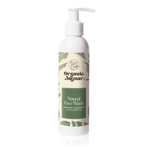 Organic Jaguar Aloe Vera and Grapefruit Face Wash – Hydrating Facial Cleanser with Hyaluronic Acid for Oily to All Skin Types, 6 fl oz Avelisse