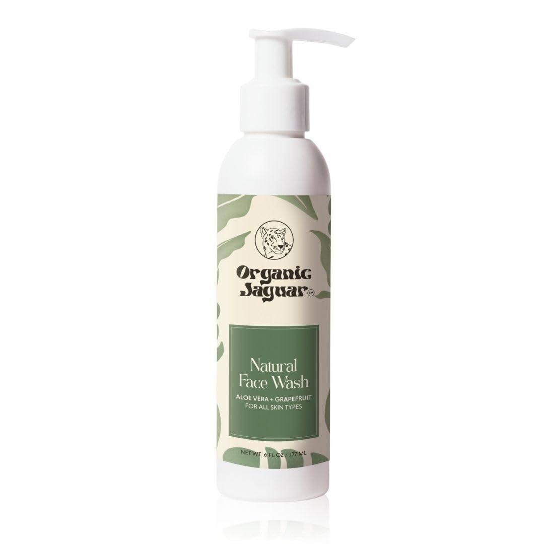 Organic Jaguar Aloe Vera and Grapefruit Face Wash – Hydrating Facial Cleanser with Hyaluronic Acid for Oily to All Skin Types, 6 fl oz Avelisse