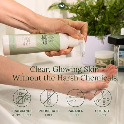 Organic Jaguar Aloe Vera and Grapefruit Face Wash – Hydrating Facial Cleanser with Hyaluronic Acid for Oily to All Skin Types, 6 fl oz Avelisse