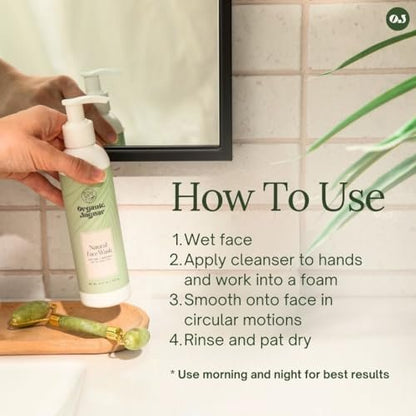 Organic Jaguar Aloe Vera and Grapefruit Face Wash – Hydrating Facial Cleanser with Hyaluronic Acid for Oily to All Skin Types, 6 fl oz Avelisse