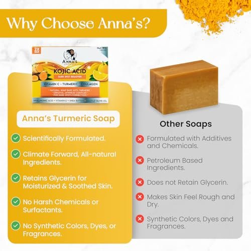 Anna's Skincare Kojic Acid Turmeric Soap Bar - 2-Pack for Radiant Complexion & Natural Glow - görsel 6